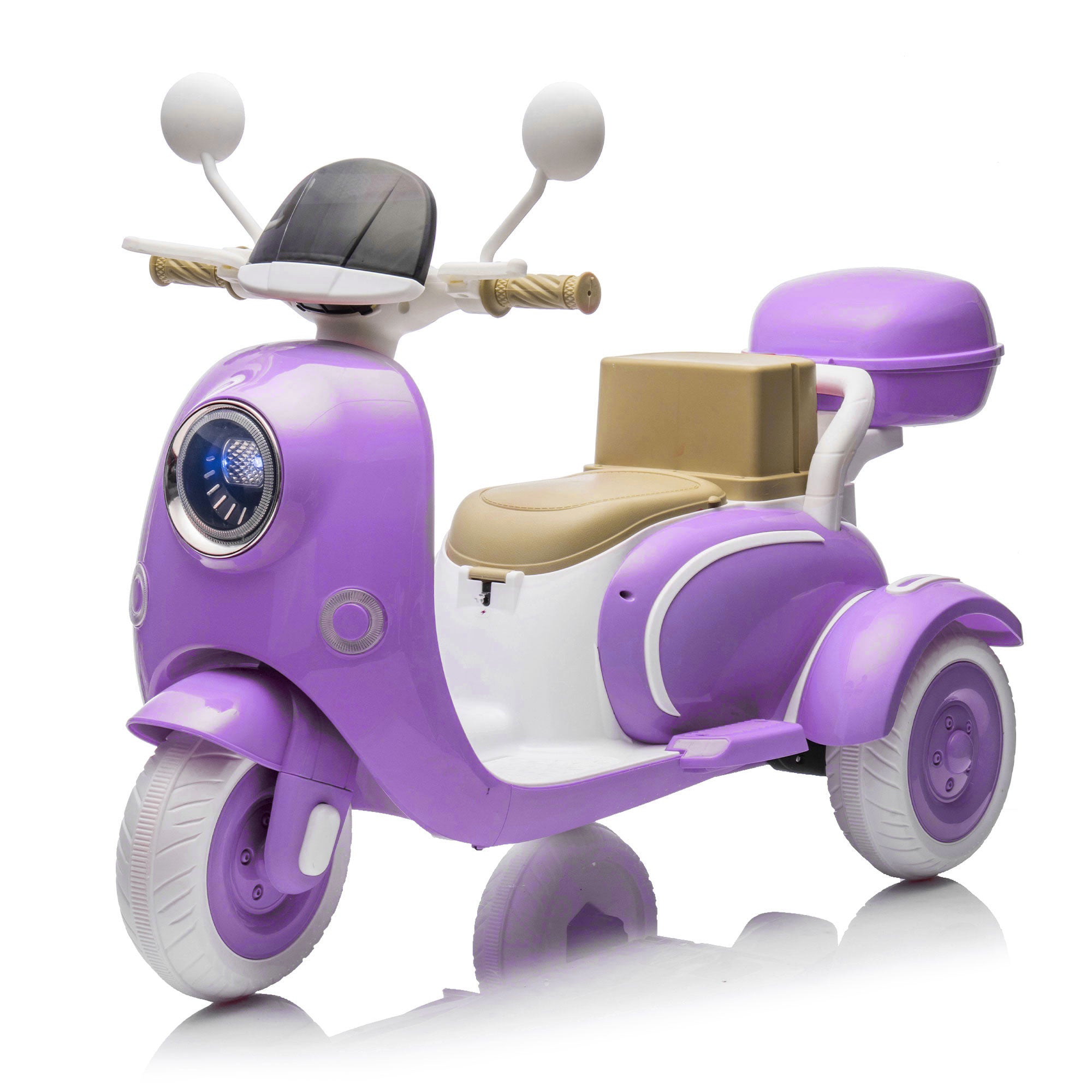 12V Two Motors Kids Ride On Level Up Two-seater  Electric Motorcycle,Three-wheel Toy W Music,Bluetooth,USB,Backseat Flip  Seat,Portable Storage Hooks&Oversized  Trunk,LED Headlight  For Kids 3-6.