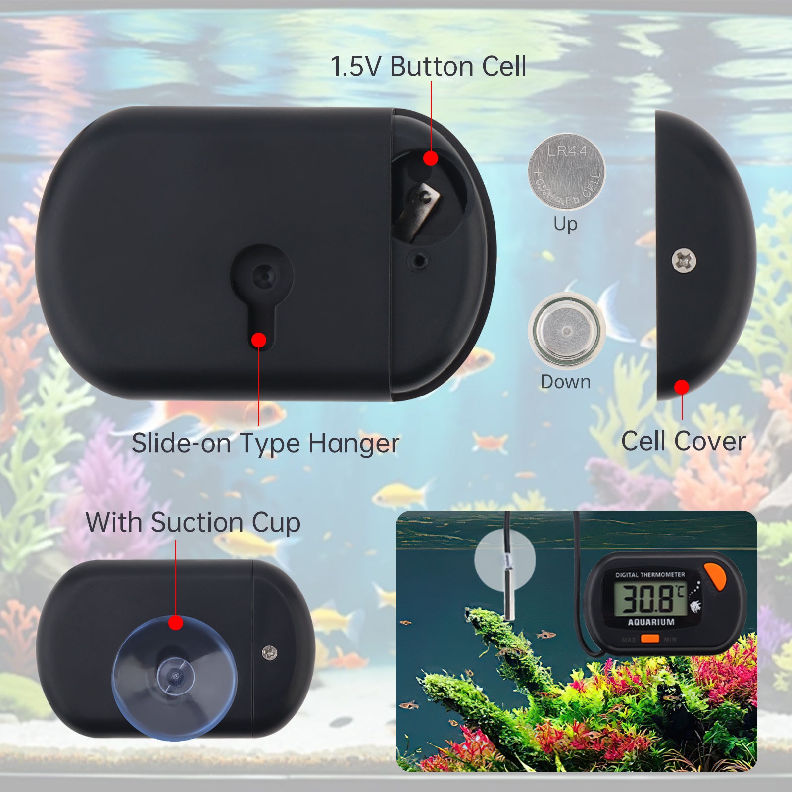 MAX/MIN LCD Display Digital Aquarium Thermometer Fish Tank Water Temperature Meter Tester Gauge Temp Control with Sensor Probe