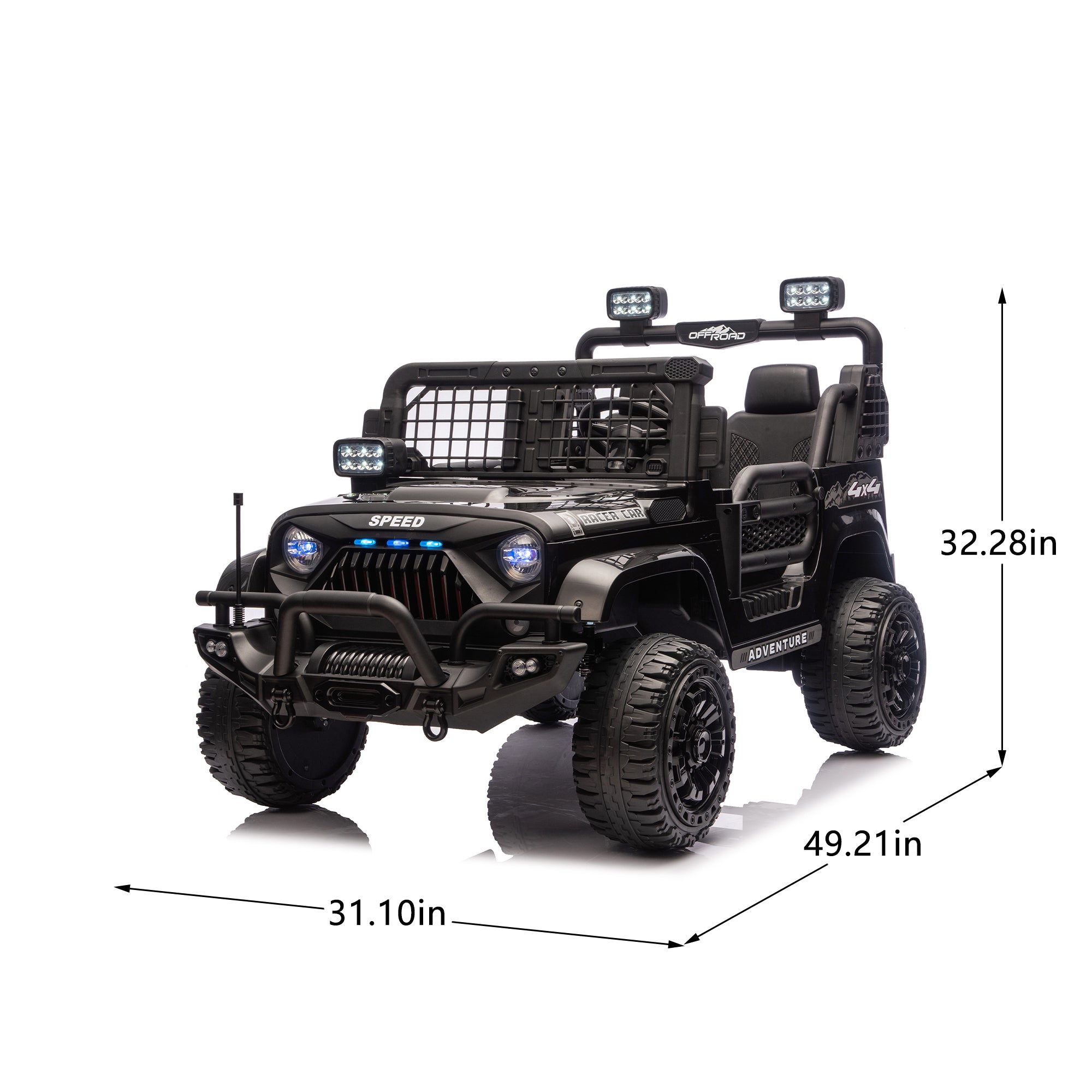 24V 100Wx2 Two-seater Kids Ride On Car W RC - 3 Speed Adjustable,LED Headlights,4-Wheel Shock Absorption,USB MP3 Charging & Battery Indicator,Bluetooth & Music - Electric Toy Car For Kids 3-8