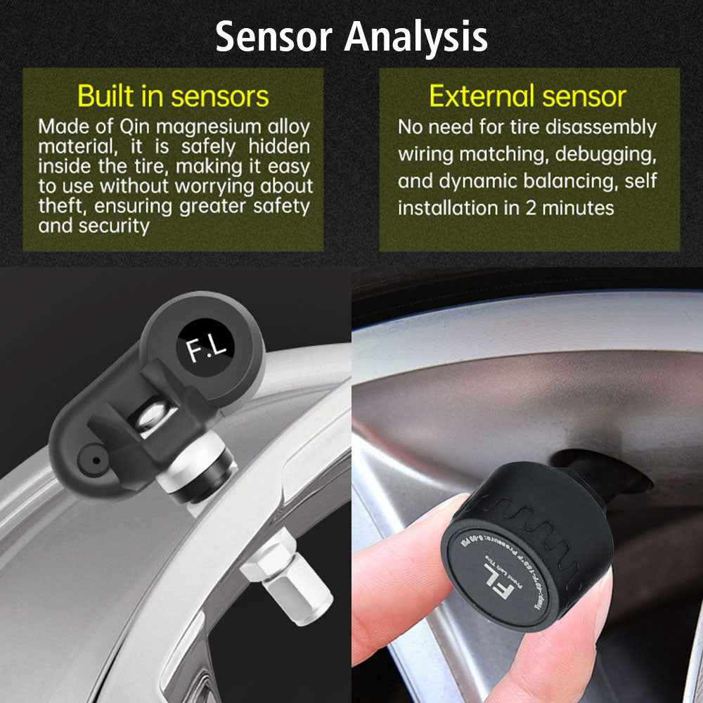 Universal Auto Security Alarm Systems In Car Temperature Display Car Tire Pressure Monitoring System USB / Solar TPMS