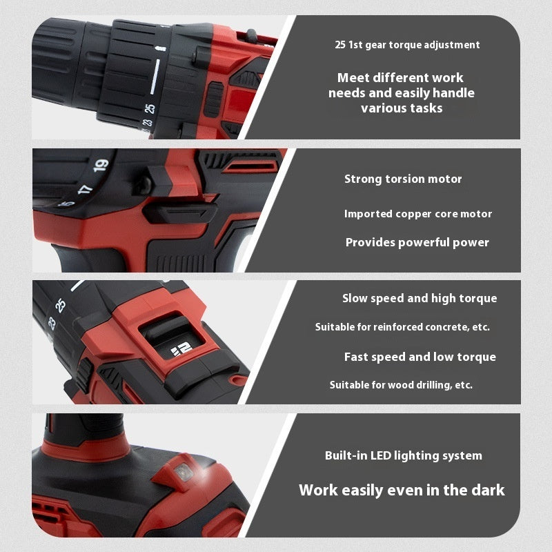 Multifunctional Lithium Electric Drill Suit Rechargeable Electric Hand Drill