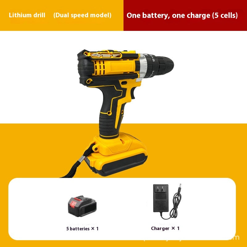 Brushed Impact Drill Lithium Battery High Torque Industrial Grade Hand Drill With 2pc Battery