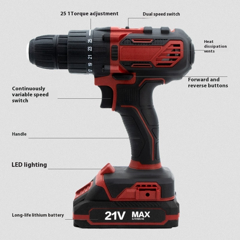 Multifunctional Lithium Electric Drill Suit Rechargeable Electric Hand Drill