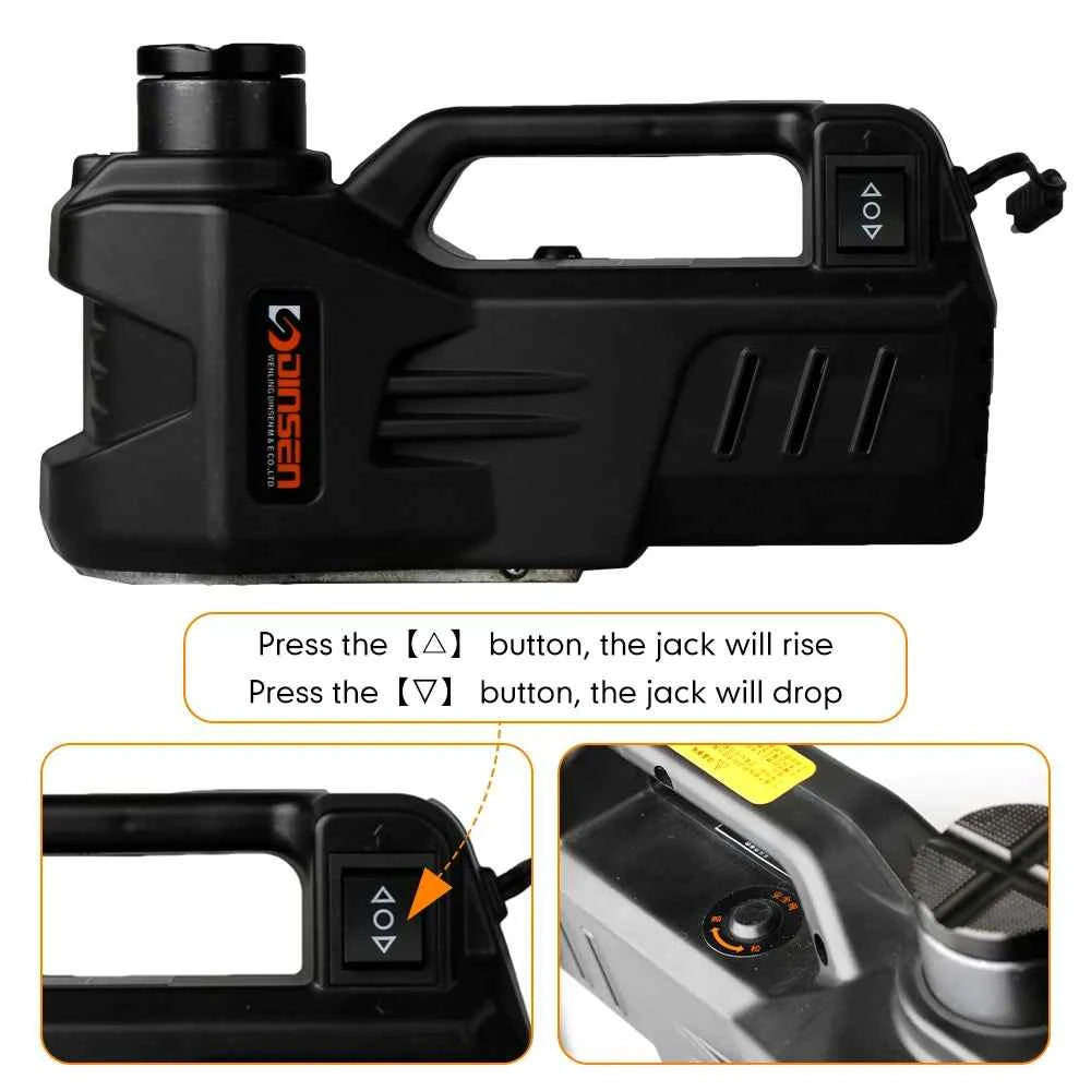 KUNFINE Electric Car Jack - 5 Ton Hydraulic Lift with 150W Power & 13A Max Current for Effortless Tire Changes