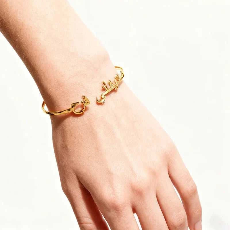 Auxauxme Custom Arabic Name Bangle Stainless Steel 18k Golden Color Personalized Women Bracelet Aniversary Birthday Jewelry Gift The jack market .AU The jack market .AU Jewellery & Chains $ 57 200001034:361188#black color