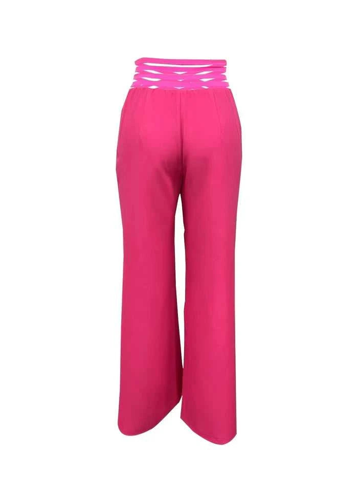 Women Wide Leg Flared Pants 2024 New Y2k Casual Crisscross Sheer Mesh Patch High Waist Trousers Elegant Streetwear Work Pants The jack market .AU The jack market .AU $ 60 14:366;5:361386