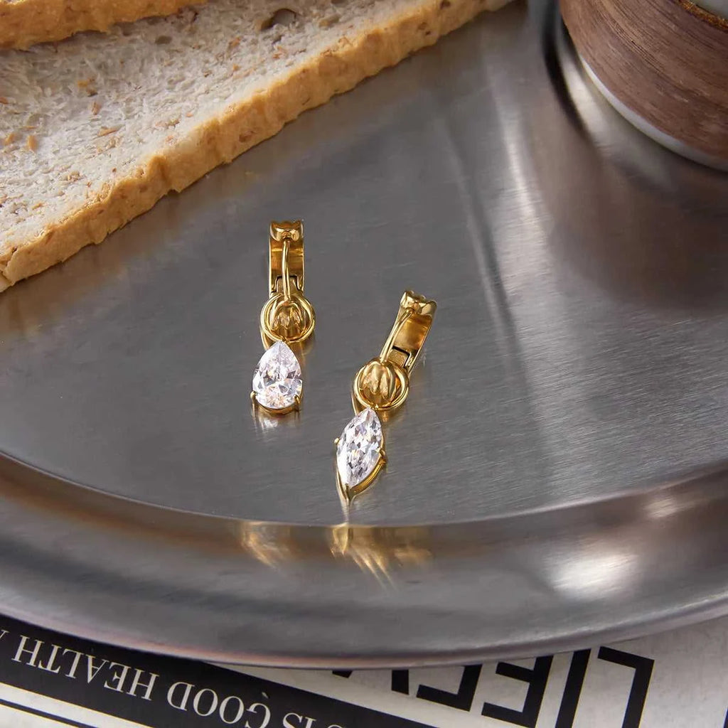 Uworld Trendy Designer 18K Gold Color Plated White Zircon Pendant Earrings Hypoallergenic Waterproof Stainless Steel Jewelry Gif The jack market .AU The jack market .AU Jewellery & Chains $ 56 200001034:367#JDE0106057