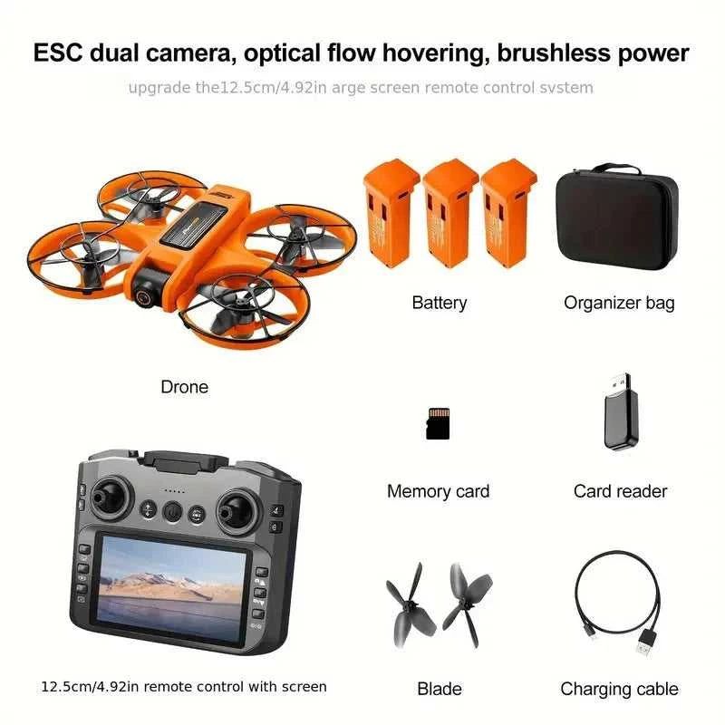 [2025 New S156 Drone] HD Dual Camera, 12.5cm/4.92-inch Screen Remote Control, Brushless Powerful Motor,Optical Flow Positioning The jack market .AU The jack market .AU Drones $ 159 14:350850#S156-Orange-3battery