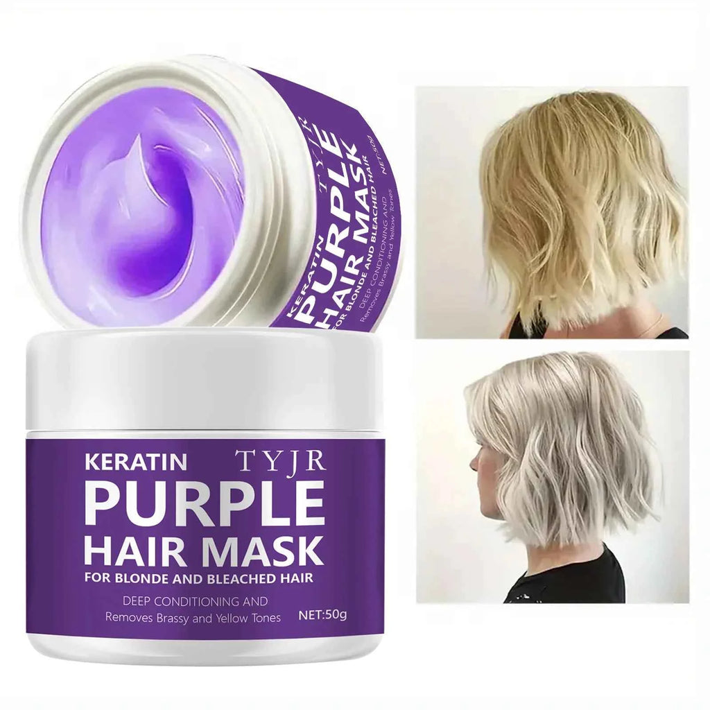 Purple Keratin Hair Mask - 5-Second Repair for Damaged Curly Hair - Smoothing & Nourishing Treatment