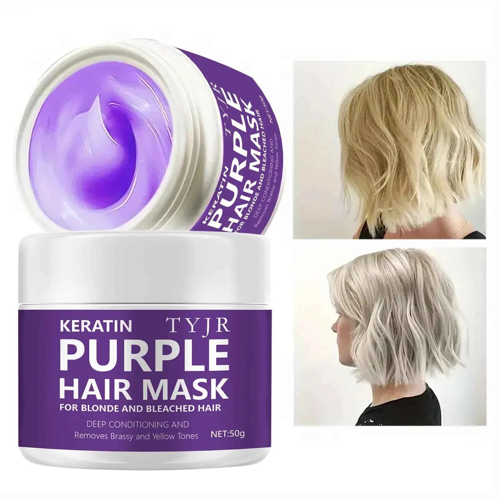 Purple Keratin Hair Mask - 5-Second Repair for Damaged Curly Hair - Smoothing & Nourishing Treatment