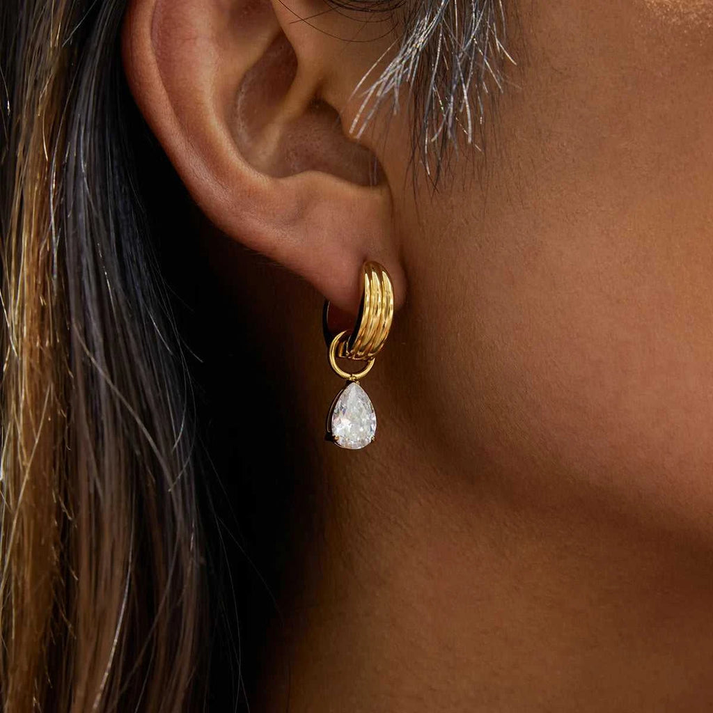 Uworld Trendy Designer 18K Gold Color Plated White Zircon Pendant Earrings Hypoallergenic Waterproof Stainless Steel Jewelry Gif The jack market .AU The jack market .AU Jewellery & Chains $ 56 200001034:367#JDE0106057