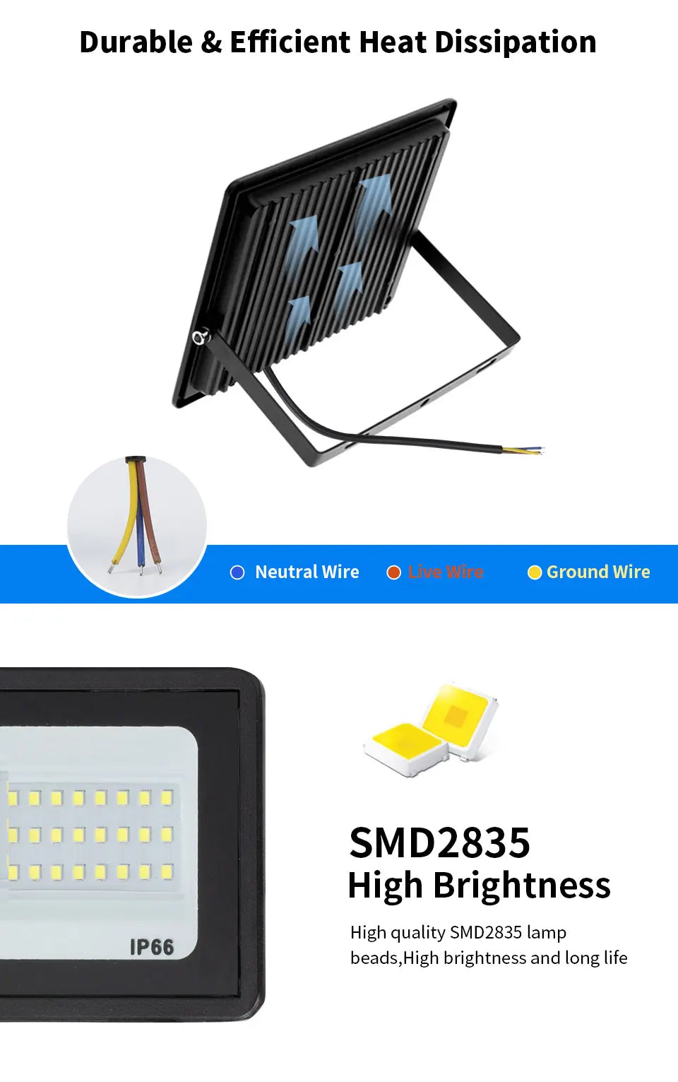 LED Flood Light 10W 20W 30W 50W 100W AC 220V LED Floodlight IP66 Waterproof Reflector Spotlight Street Light Outdoor Garden Lamp - Jack market 1988Jack Market 1988