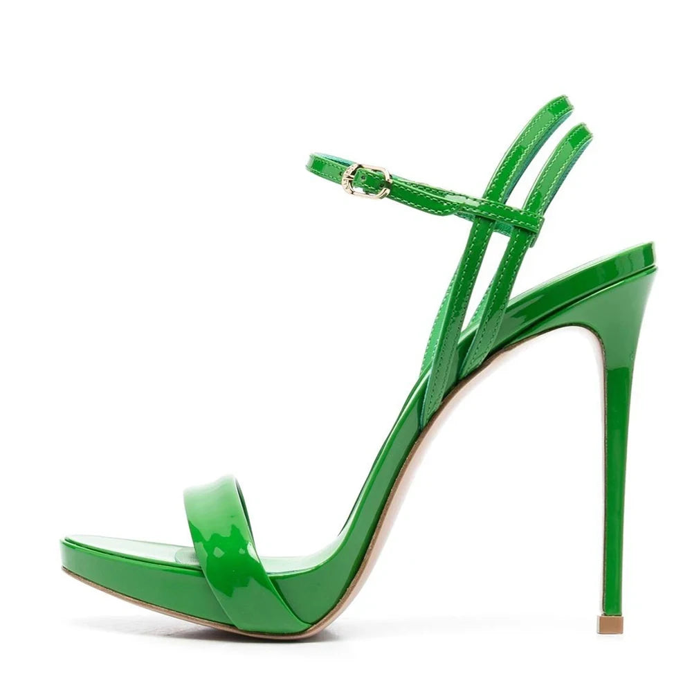 Women’s Green Open Toe High Heel Sandals, Ankle Strap Stiletto Heels for Party Wedding Evening,Multi-color