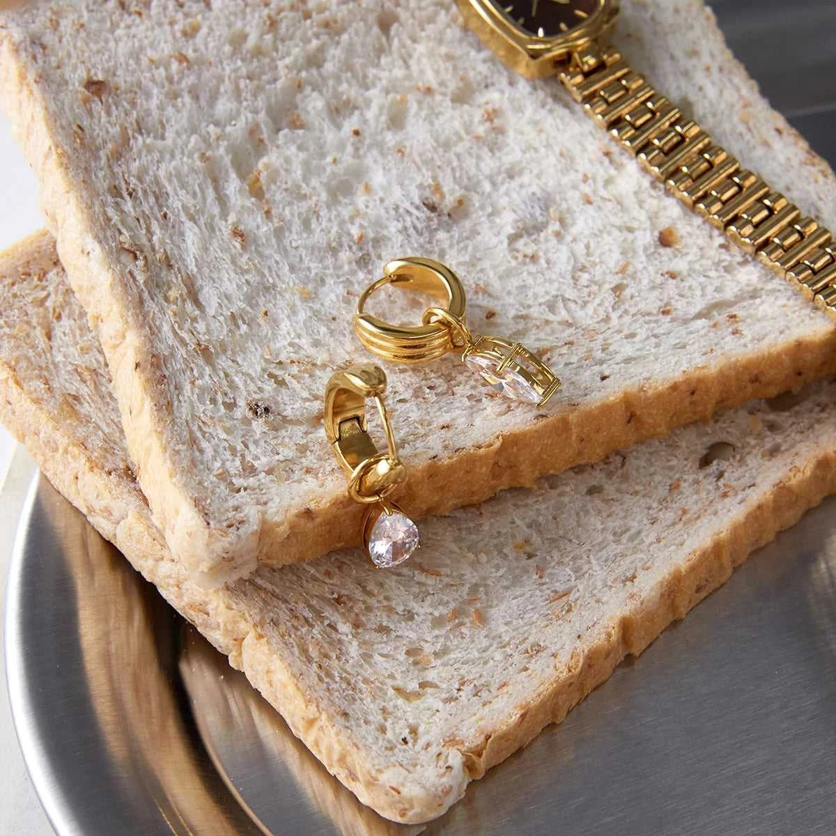 Uworld Trendy Designer 18K Gold Color Plated White Zircon Pendant Earrings Hypoallergenic Waterproof Stainless Steel Jewelry Gif The jack market .AU The jack market .AU Jewellery & Chains $ 56 200001034:367#JDE0106057