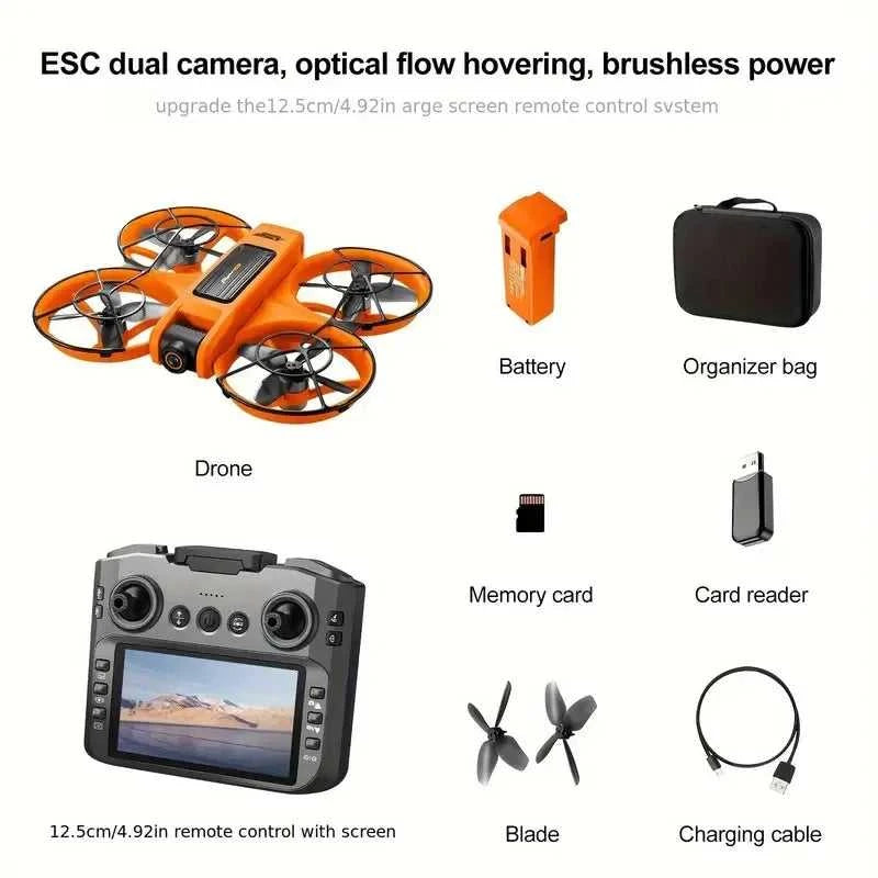 [2025 New S156 Drone] HD Dual Camera, 12.5cm/4.92-inch Screen Remote Control, Brushless Powerful Motor,Optical Flow Positioning The jack market .AU The jack market .AU Drones $ 159 14:350850#S156-Orange-3battery
