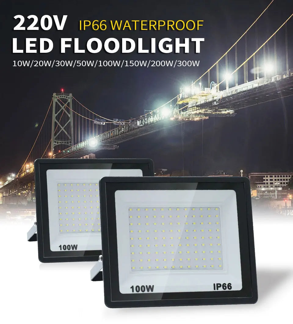 LED Flood Light 10W 20W 30W 50W 100W AC 220V LED Floodlight IP66 Waterproof Reflector Spotlight Street Light Outdoor Garden Lamp - Jack market 1988Jack Market 1988