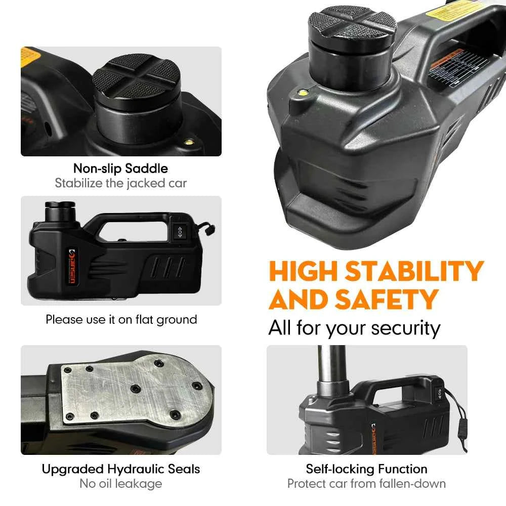 KUNFINE Electric Car Jack - 5 Ton Hydraulic Lift with 150W Power & 13A Max Current for Effortless Tire Changes