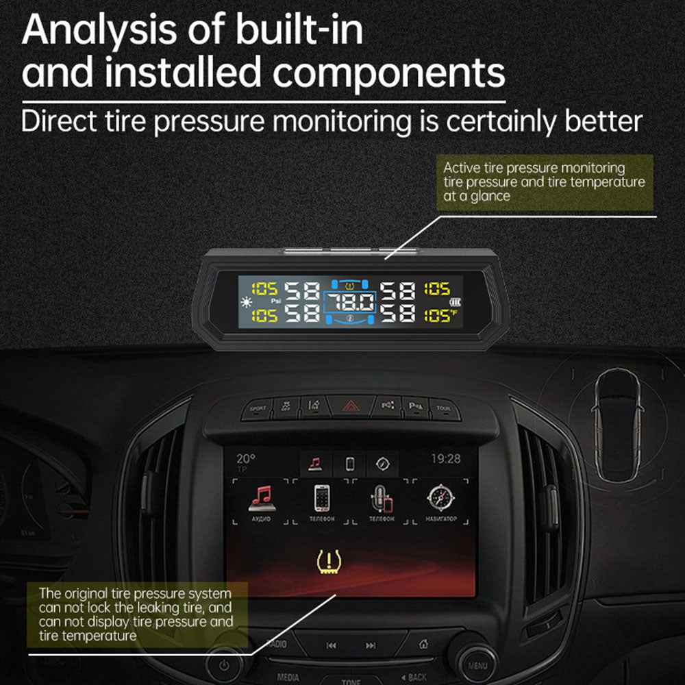 Universal Auto Security Alarm Systems In Car Temperature Display Car Tire Pressure Monitoring System USB / Solar TPMS