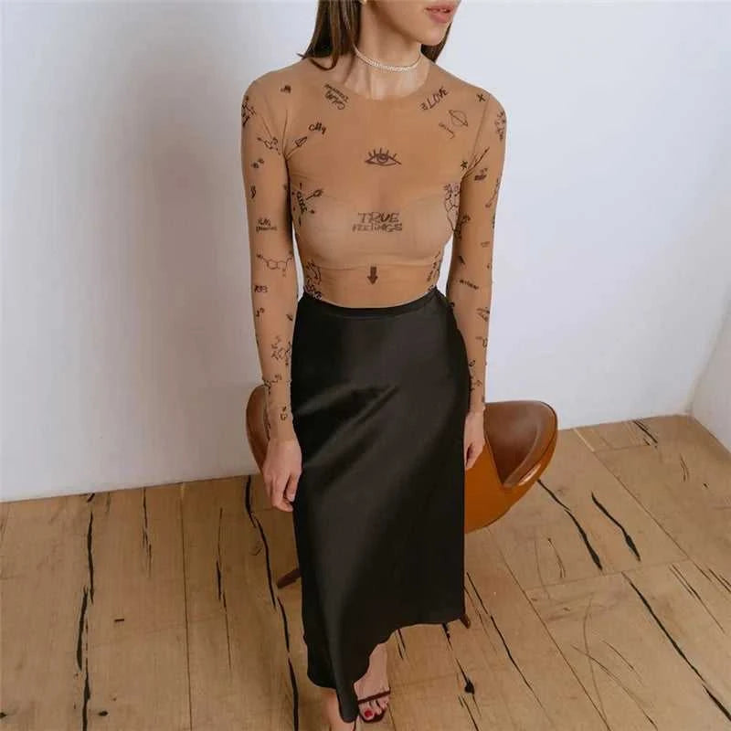 Sexy tight-fitting one-piece Top Women Long-Sleeved Bodysuits O-Neck Basic Party Wear Print Summer Wild Slim Bodysuits The jack market .AU The jack market .AU Woman Fashion $ 50 14:200001438;5:100014064