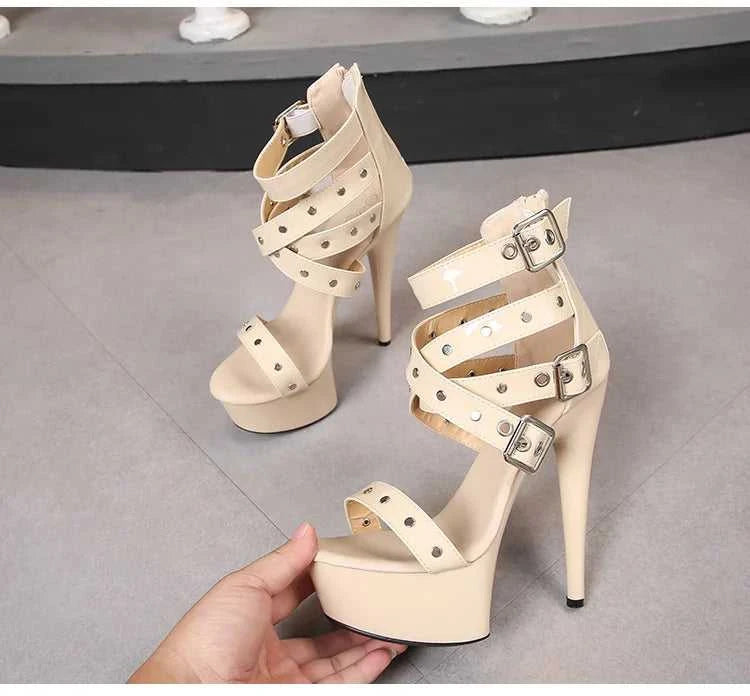 2025 Mclubgirl 8661 Series 15cm Heel 4.5cm Platform 8 Model Rivet Pull ROMAN SANDALS Quick Sell High Heels 15cm LFD The jack market .AU The jack market .AU Step Up Your Style: Trendy Shoes for Every Occasion! $ 86 14:771#15CM-Apricot;200000124:200000898