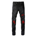 European And American Street Style Fashion High Quality Men Wash Faded With Whisker Jeans Denim Skinny Rip Patch Designer Jeans