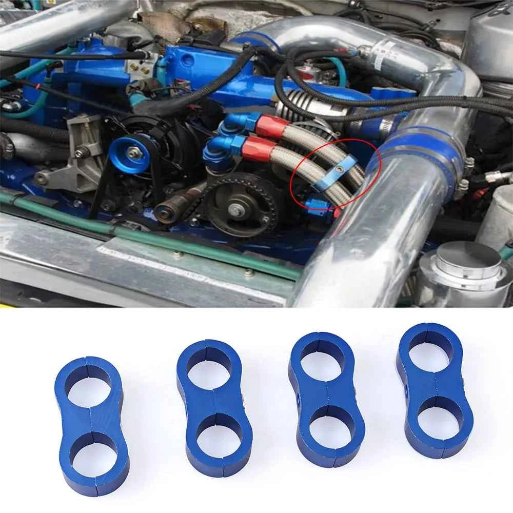 1PCS  Aluminum Billet Dual AN4 11MM/AN6 14MM/AN8 16MM/AN10 20MM Braided Hose Separator Clamp Cable Fastener RS-HR013