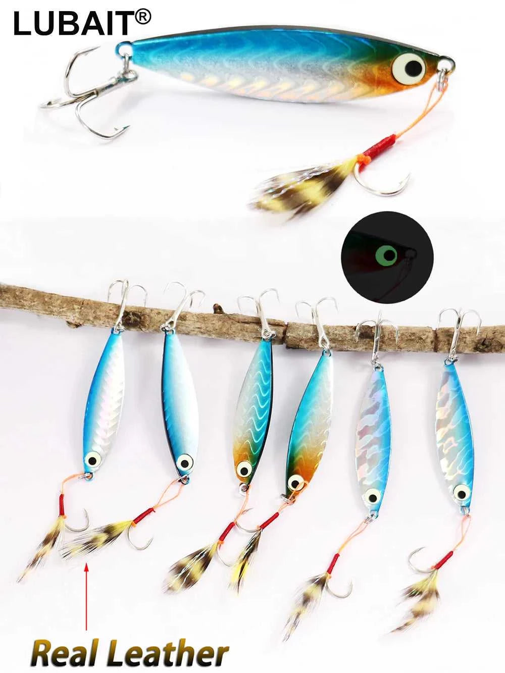 Fishing Lures Metal Jig Spinning Spoon Feather Carbon Hook Hard Artificial Bait Luminous Eye Sinking Casting Bass Tackle Pesca The jack market .AU The jack market .AU Fishing Gear $ 21 14:29#Fishing Lure A