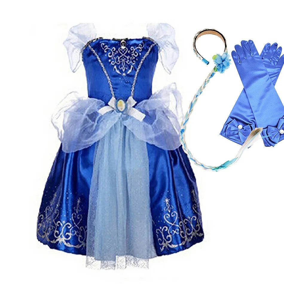 Halloween Party Cinderella Dress Up for Girl Short Sleeve Fancy Princess Costume Kids Carnival Outfit Clothes Girl Elegant Frock