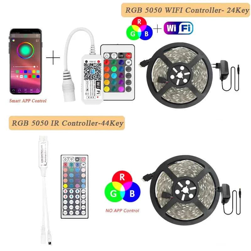 LED Strip DC 12V SMD 5050 Flexible Diode Ribbon Tape RGB 2835 Waterproof LED Light WIFI Remote Controller Works With Alexa Room The jack market .AU The jack market .AU Home $ 71 136:201455535#WIFI Controller Set;14:29#Non-Waterproof;200007763:201336104;249:200006306#SMD 5050;380:202452907#15m