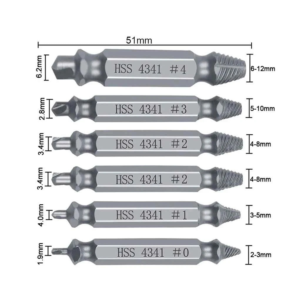 HHS Double Ended Screw Extractor Damaged Screw Extractor Drill Bit Extractor Drill Set Broken Speed Out Bolt Extractor Bolt Stud