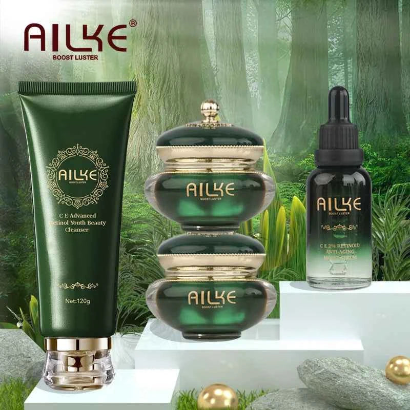 AILKE Retinol Brightening, Anti Wrinkles Cream, For Black, Dark, Brown, Caramel Skin, Lighten Skin Tone, Whitening Face Care Set