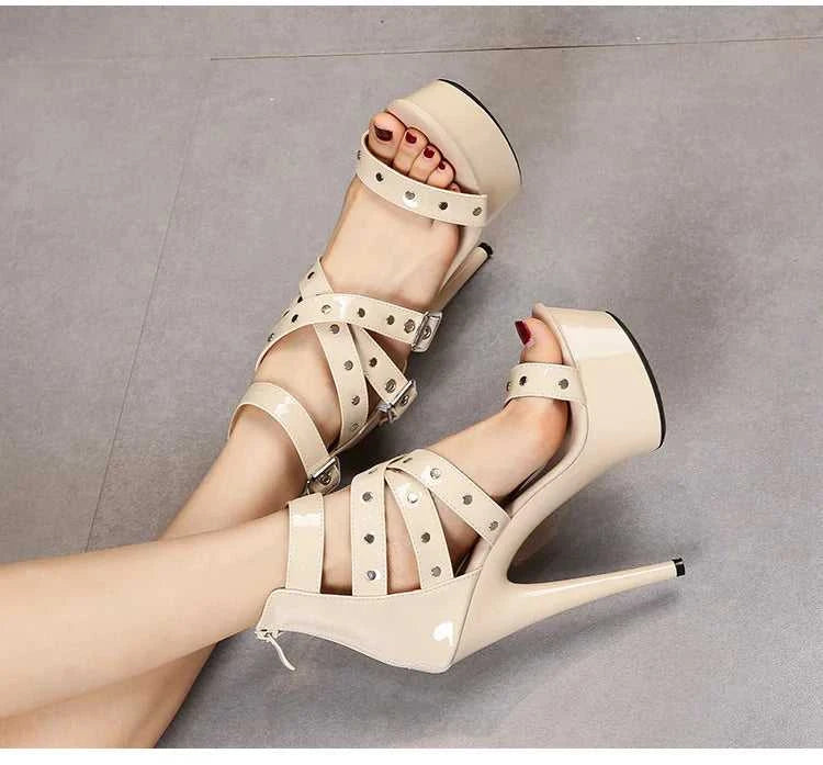 2025 Mclubgirl 8661 Series 15cm Heel 4.5cm Platform 8 Model Rivet Pull ROMAN SANDALS Quick Sell High Heels 15cm LFD The jack market .AU The jack market .AU Step Up Your Style: Trendy Shoes for Every Occasion! $ 86 14:771#15CM-Apricot;200000124:200000898