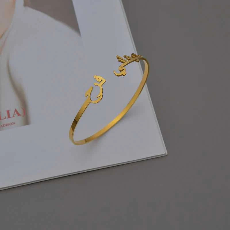 Auxauxme Custom Arabic Name Bangle Stainless Steel 18k Golden Color Personalized Women Bracelet Aniversary Birthday Jewelry Gift The jack market .AU The jack market .AU Jewellery & Chains $ 57 200001034:361188#black color