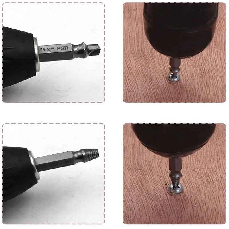 HHS Double Ended Screw Extractor Damaged Screw Extractor Drill Bit Extractor Drill Set Broken Speed Out Bolt Extractor Bolt Stud