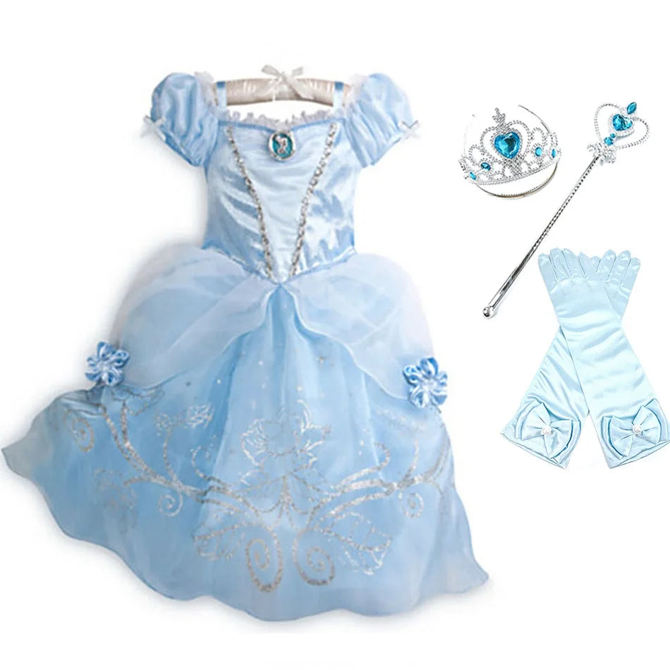 Halloween Party Cinderella Dress Up for Girl Short Sleeve Fancy Princess Costume Kids Carnival Outfit Clothes Girl Elegant Frock