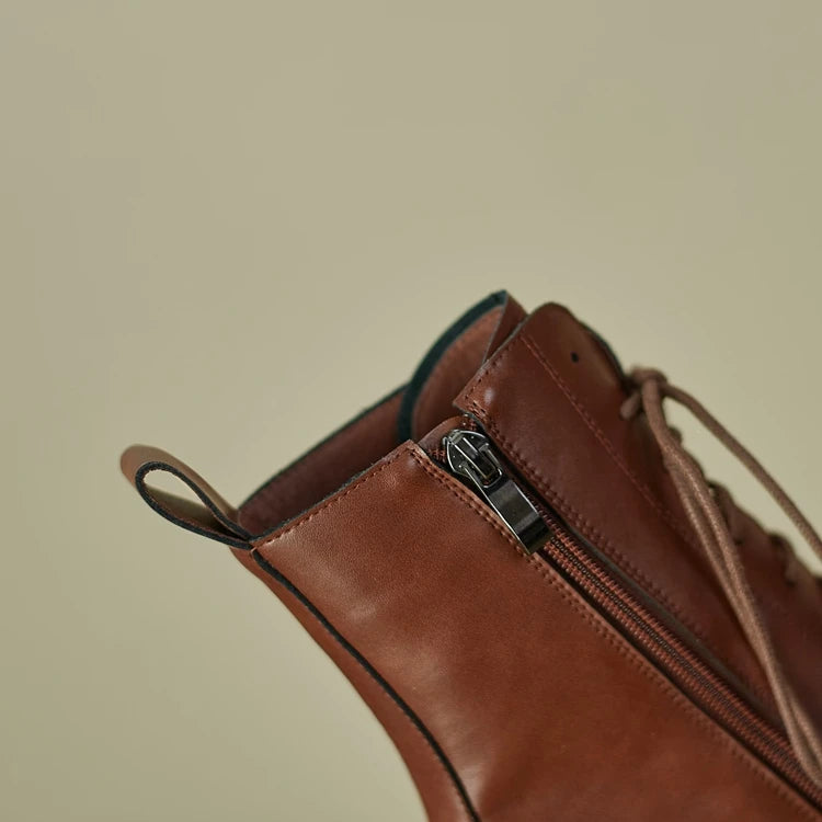 2024 Winter Women Shoes Genuine Leather Women Boots Platform Chunky Boots Women Solid Real Leather Women Shoes High Heel Boots