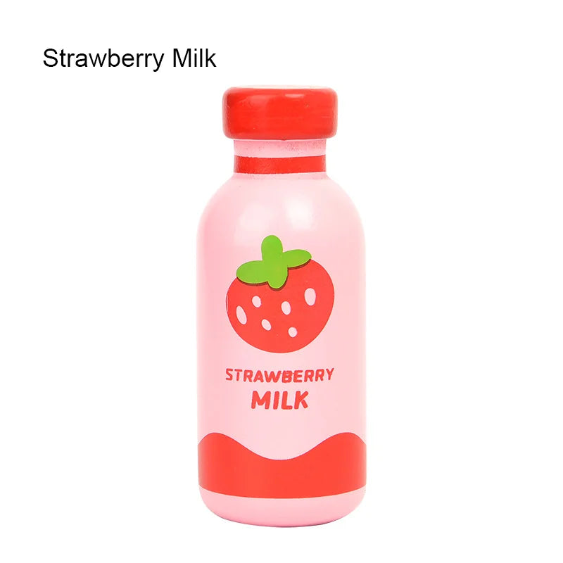 Children Pretend Play Wooden Milk Drink Set Kitchen Food Toys Montessori Learning Educational Kids Simulation Imitation Game