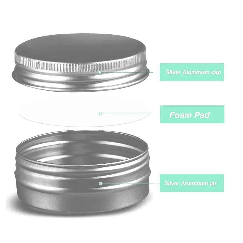 100Pcs Empty Black Aluminum Cream Jar  5g 10g 15g 30g 50g 60g 100g Pot Nail Art Lip Gloss Empty Cosmetic Metal Tins Containers