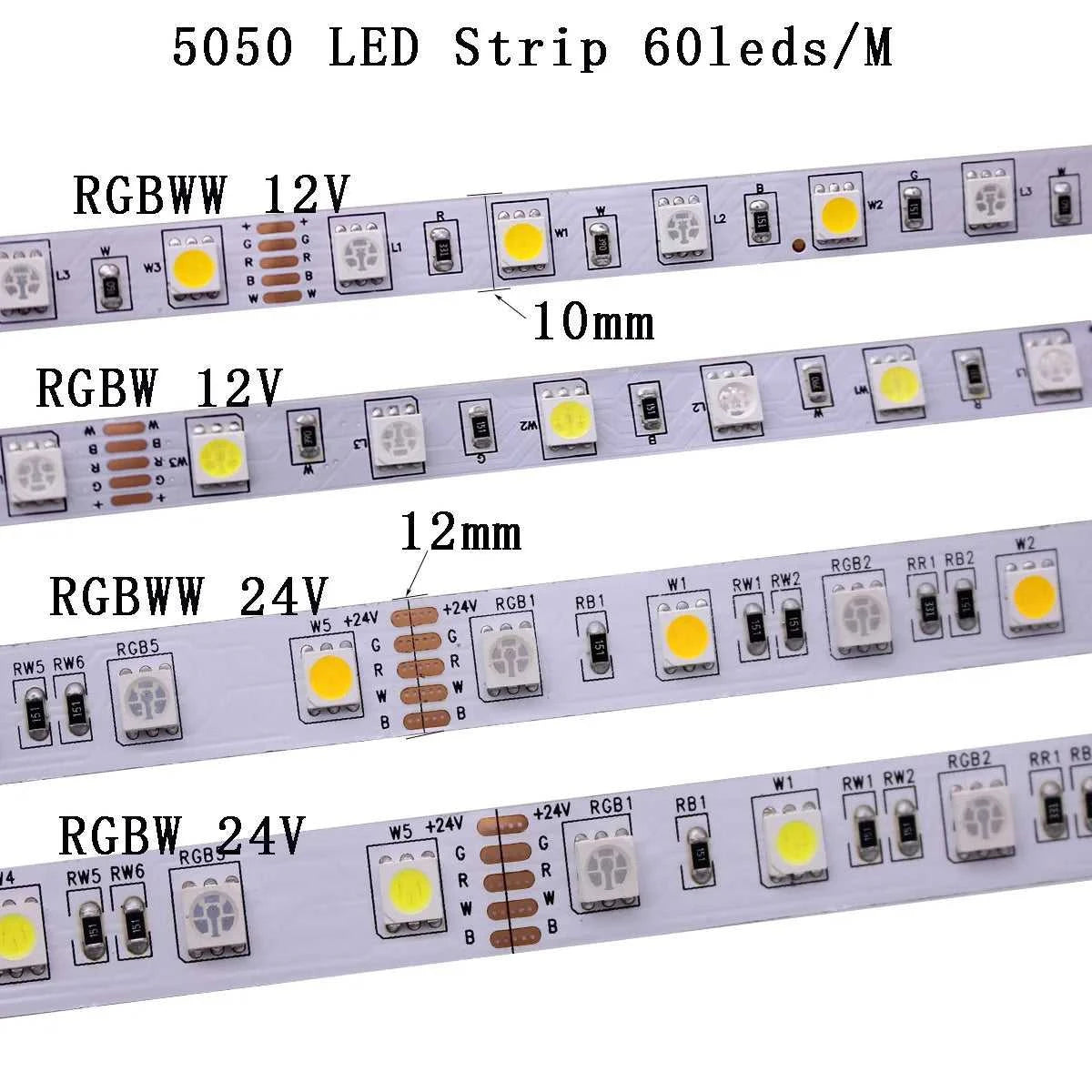 DC12V 24V 5050 LED Strip RGBW Flexible LED Light 60LED/m NW 4000K UV IP20/IP65 RGB+White/+Warm White RGBCCT Tape for decoration The jack market .AU The jack market .AU Home $ 62 136:200003940#RGBWW 5pin 10mm PCB;14:10#IP67 Tube Waterproof;249:200006306#24V