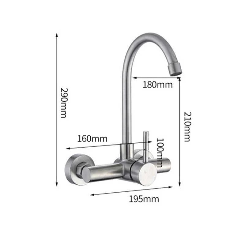 304 Stainless Steel Kitchen Wall-mounted Sink Faucet Double Hole Rotatable Hot and Cold Dish Sink Dish Sink Tap The jack market .AU The jack market .AU Home $ 101 <none>