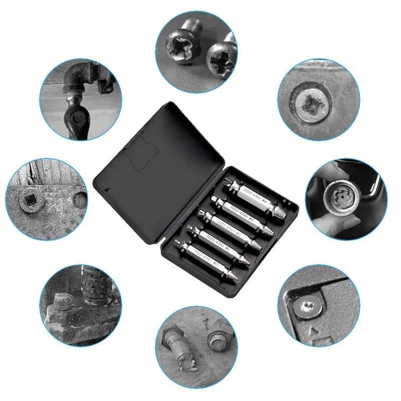 HHS Double Ended Screw Extractor Damaged Screw Extractor Drill Bit Extractor Drill Set Broken Speed Out Bolt Extractor Bolt Stud