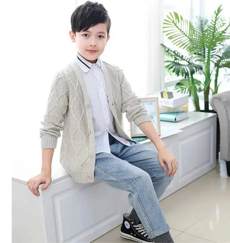 2023 new Spring Autumn Boys Sweater Solid Color Keep Warm Knitting Jacquard Weave V-neck Cardigan For Kids 2-10 Years Old The jack market .AU The jack market .AU Mum & Kids: Essential Products for Every Family $ 42 14:1254#Picture Color;200000463:200004187#2T-3T