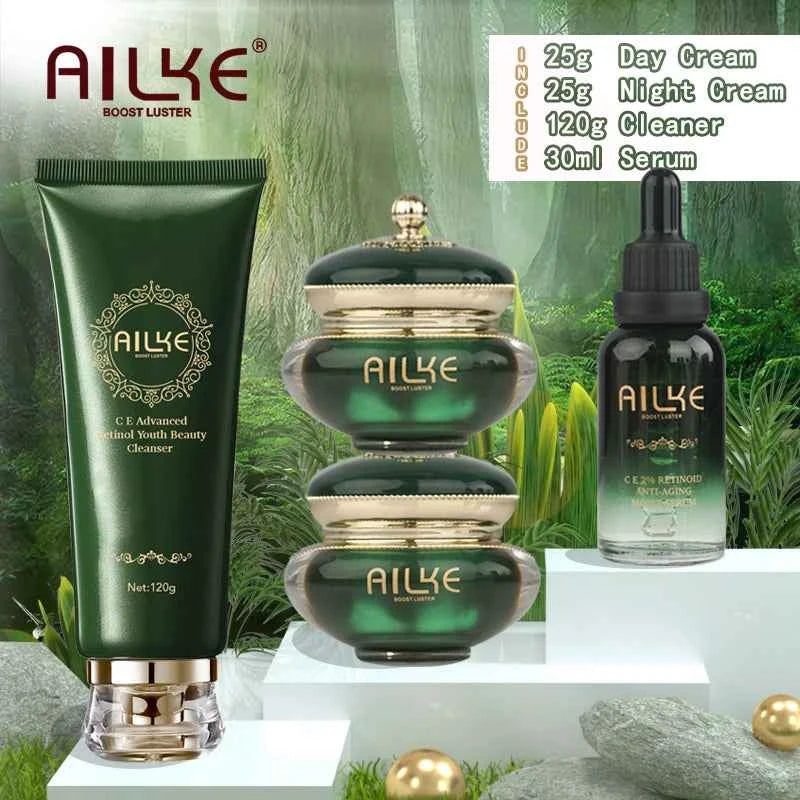 AILKE Retinol Brightening, Anti Wrinkles Cream, For Black, Dark, Brown, Caramel Skin, Lighten Skin Tone, Whitening Face Care Set