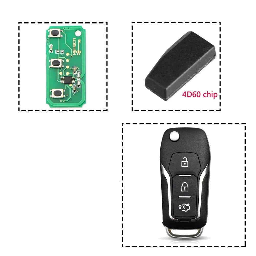 Dandkey 433MHz 4D60 4D63 Chip 3 Buttons Flip Modified Remote Control Car Key For Ford Focus 2 3 Mondeo Fiesta Key Fob HU101 Case