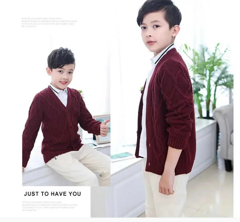 2023 new Spring Autumn Boys Sweater Solid Color Keep Warm Knitting Jacquard Weave V-neck Cardigan For Kids 2-10 Years Old The jack market .AU The jack market .AU Mum & Kids: Essential Products for Every Family $ 42 14:1254#Picture Color;200000463:200004187#2T-3T