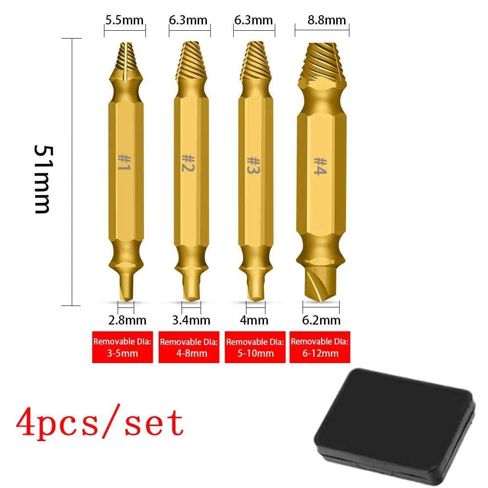 HHS Double Ended Screw Extractor Damaged Screw Extractor Drill Bit Extractor Drill Set Broken Speed Out Bolt Extractor Bolt Stud