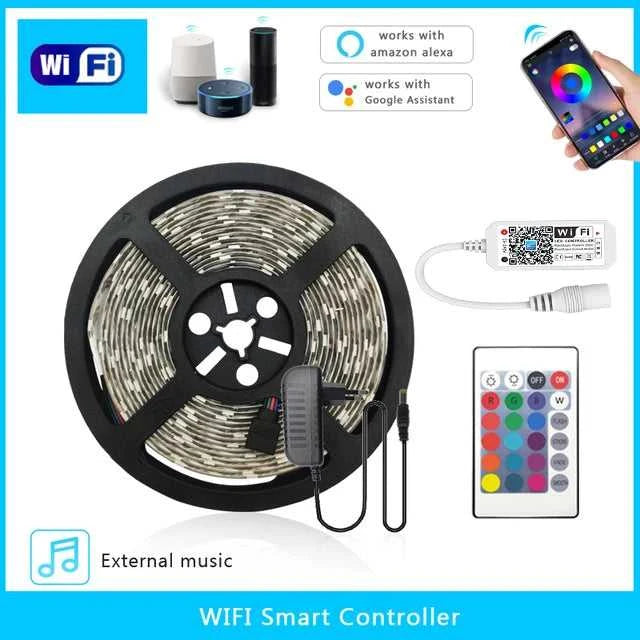 LED Strip DC 12V SMD 5050 Flexible Diode Ribbon Tape RGB 2835 Waterproof LED Light WIFI Remote Controller Works With Alexa Room The jack market .AU The jack market .AU Home $ 71 136:201455535#WIFI Controller Set;14:29#Non-Waterproof;200007763:201336104;249:200006306#SMD 5050;380:202452907#15m