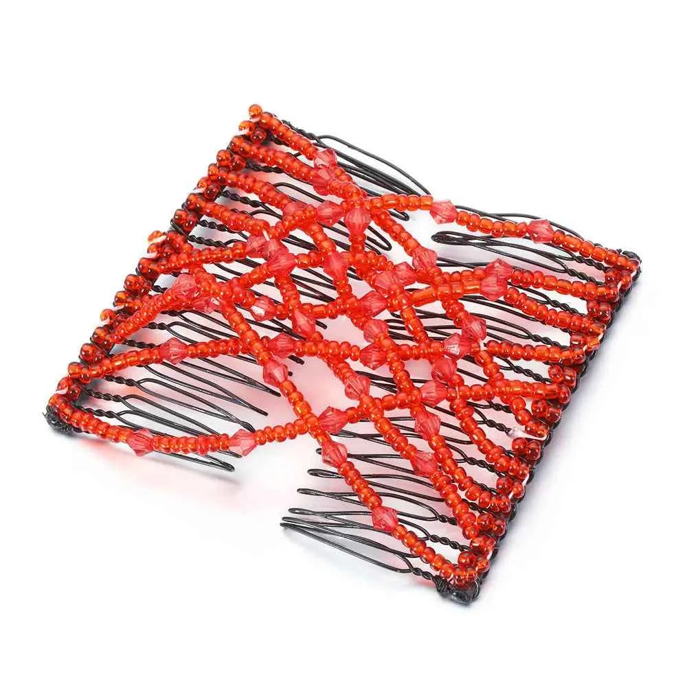 Vintage Glam Metal Hair Combs for Women - Elastic DIY Beads Headband for Stunning Bun Styles