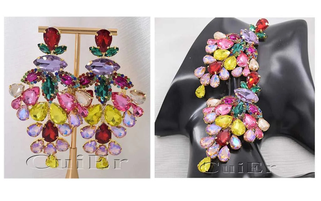 CUIER 22cm Huge Size Drop Pendant Earrings Clip on Drag Queen Jewelry Crystal AB TV show Accessories Men's Earrings Fashion The jack market .AU The jack market .AU Jewellery & Chains $ 122 200001034:200003699#AB silver