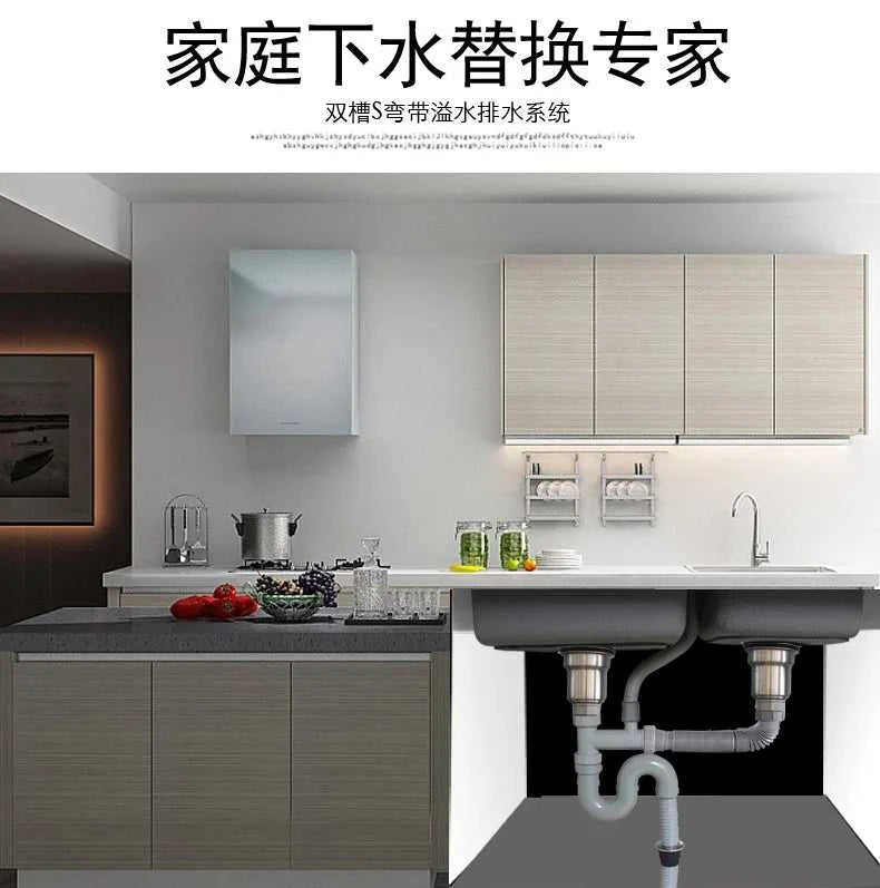 Kitchen Sinks Sink Accessories Deodorant Drain Pipe Extension Cheap Stainless Steel Double Tank Drain The jack market .AU The jack market .AU Home $ 87 14:200006151#110mm